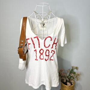 Cute vintage y2k tight Abercrombie & Fitch v neck t shirt with logo details